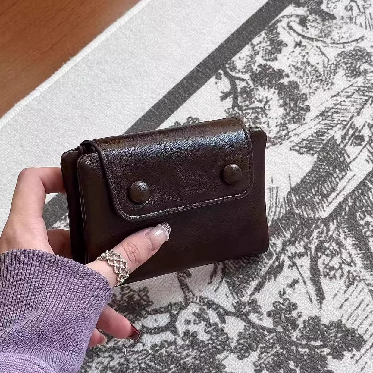 Korean Style Soft Puffy Small Eye Wallet Short Wallet Zipper Hidden Stitch Coin Purse Card Holder