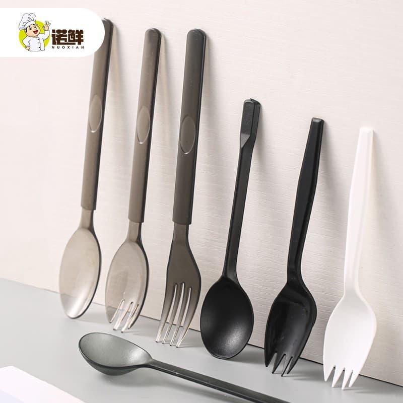 Ancient tea round spoon American knife and fork spoon frosted disposable spoon translucent restaurant commercial plastic spoon