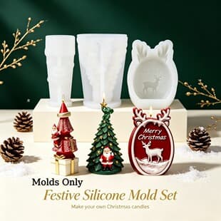 3-Piece Christmas Reindeer Christmas Tree Silicone Candle Mold DIY Resin Clay Plaster Casting Mold