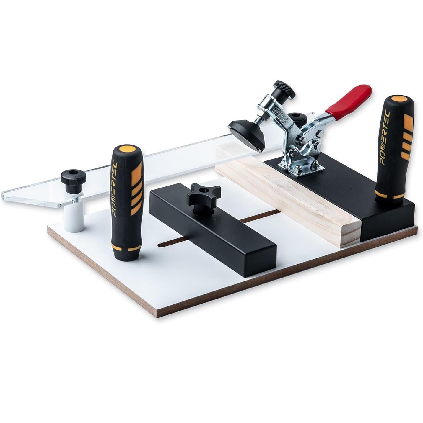 Rail top skids for woodworking benches, cutting rails, drawer fronts and woodworking tools and jigs
