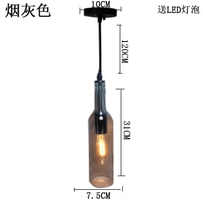 Creative Bar Wine Bottle Lamp, Industrial Vintage Restaurant Cafe Clothing Store Decorative LED Pendant Light