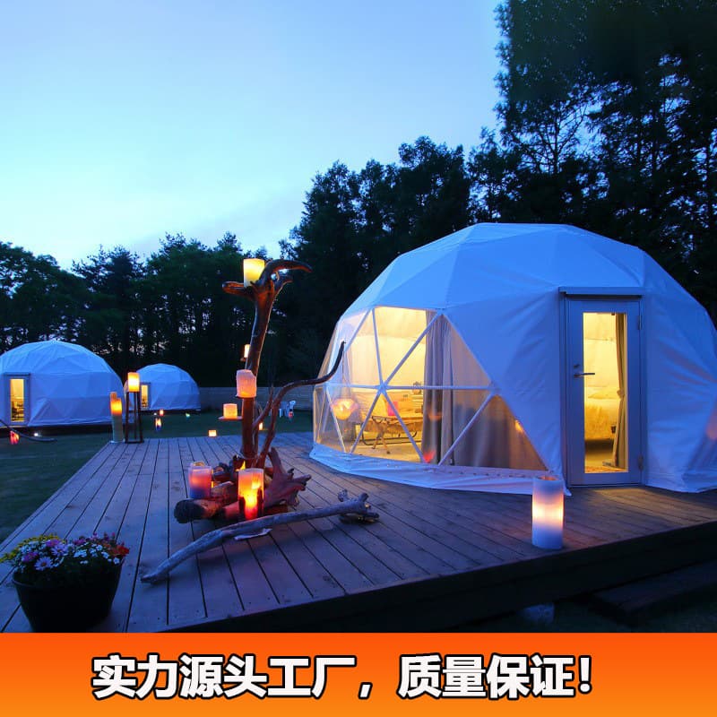 Geodesic dome tent bed and breakfast starry sky tent manufacturer sells 7-meter diameter spherical tent hotel
