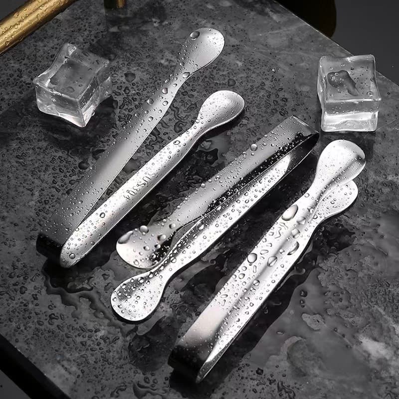 304 Stainless Steel Ice Tongs Sugar Tongs Ice Cube Tongs Square Head Burr-Free Food Tongs Dessert Tongs Snack Tongs