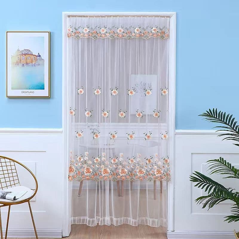 No-Drill Summer Mosquito-Proof Lace Door Curtain for Home, Kitchen, Bathroom Partition, Breathable Screen