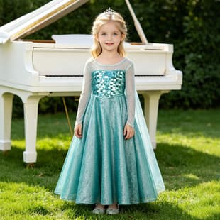 【Carefully Selected】26 New Style Girls Elsa Princess Dress Long Sleeve Trailing Gown Children's Birthday Stage Performance Cos