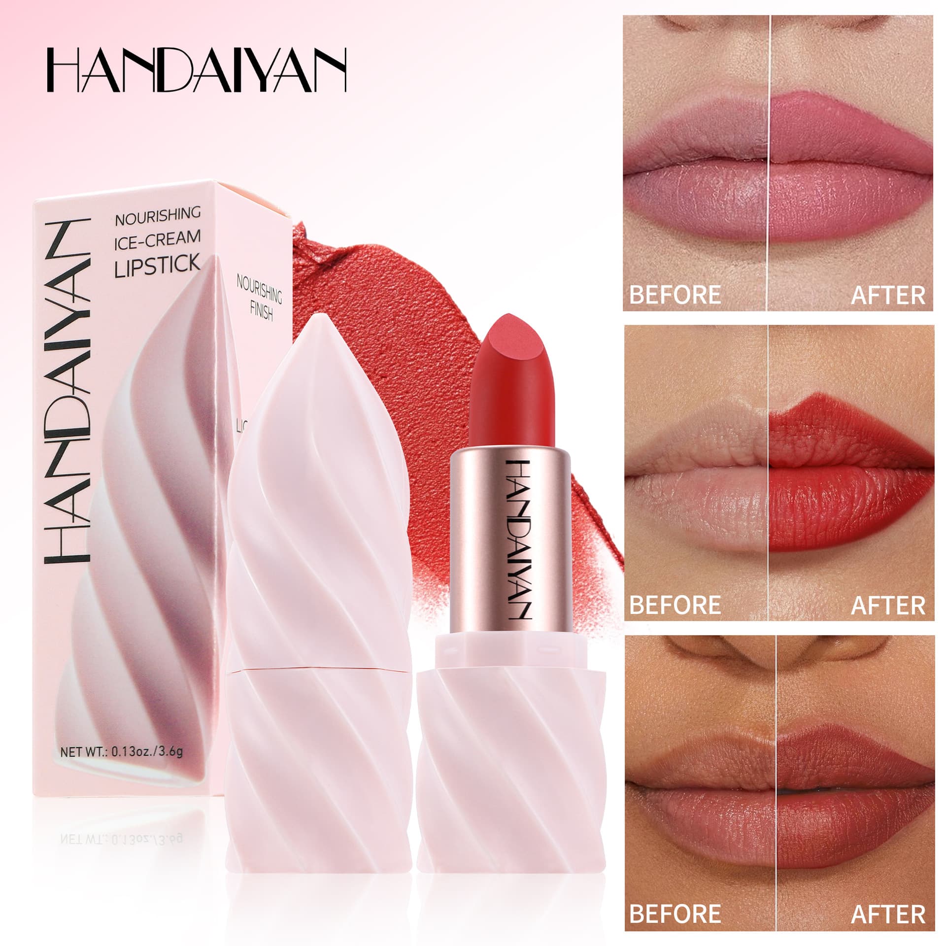 Cross-border lipstick matte matte waterproof and easy to color HANDAIYAN lipstick not easy to stain cross-border lipstick