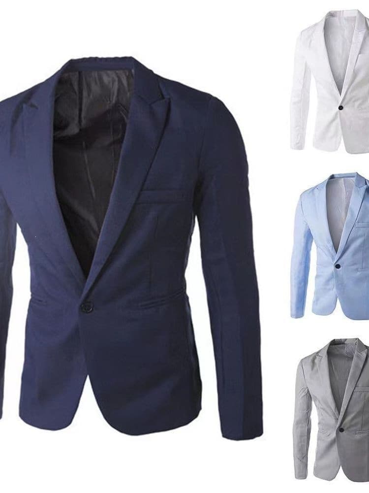 Amazon Cross-Border European Size Men's Fashion Casual Blazer Men's Korean Slim Fit One-Button Suit Jacket Men