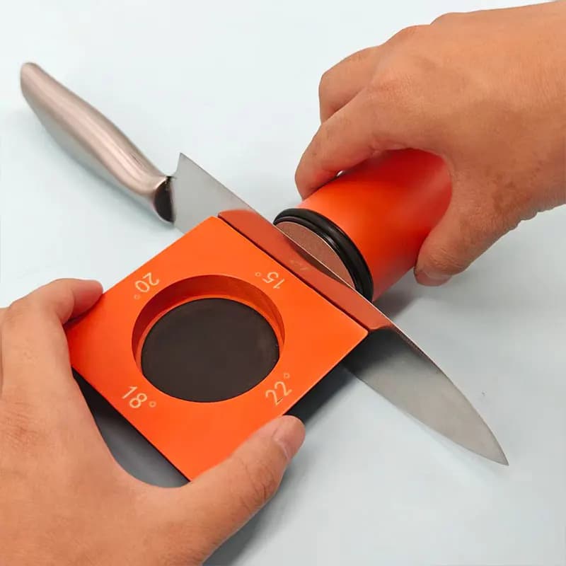 Diamond Rolling Knife Sharpener, Roller Sharpening Stone, Orange, Two-Angle Manual Quick Sharpening Kit
