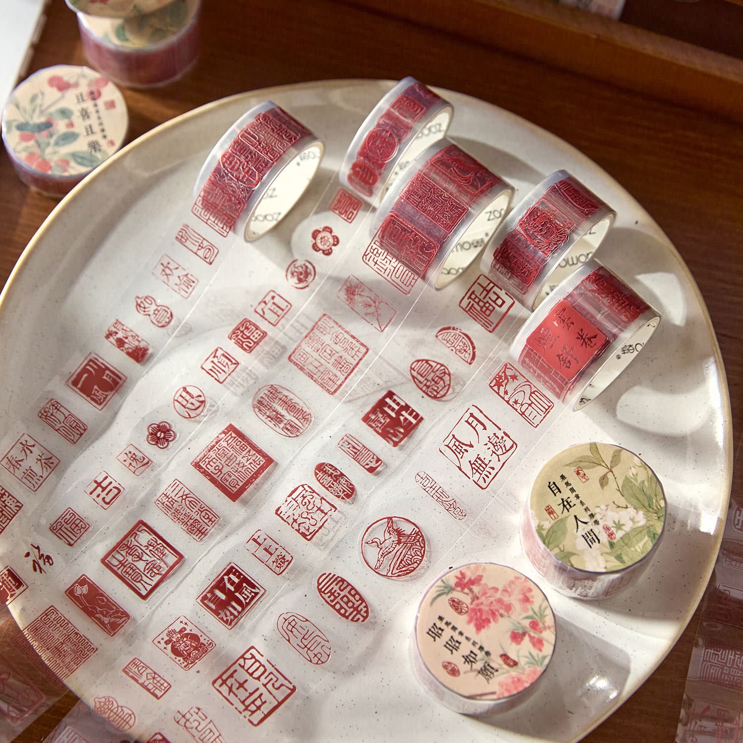 Zaomo PET Die-Cut Tapes, Ink Fun Casual Seal Series, Retro Text DIY Journal Decoration Materials, 4 Designs