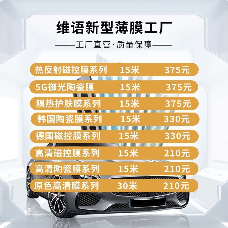 High-heat insulation, privacy, explosion-proof, and sun-protective car window film; full-car nano-ceramic heat insulation film.