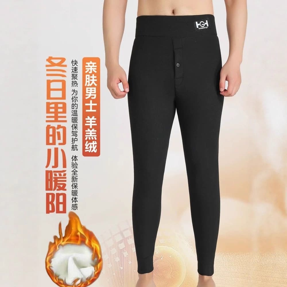 Men's Cotton Pants Sherpa Fleece Women's Base Layer Outer Wear Winter High-Waist Slim-Fit Slimming Black Tapered Large Size Cotton Pants