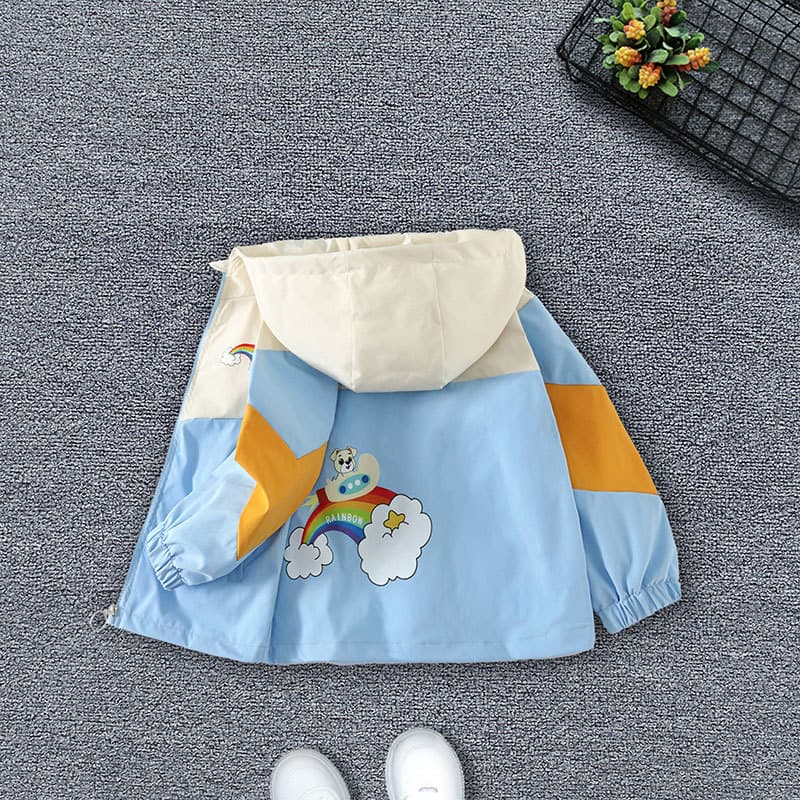 Korean Style Long Sleeve Hooded Jacket for Boys and Girls Children's Clothing Autumn New Arrival Cute Print Soft Polyester