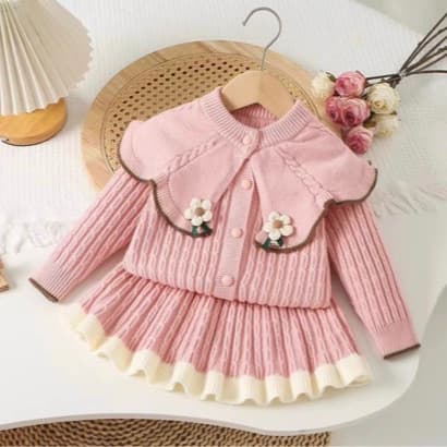 Children's Sweater and Baby Skirt Set - Spring, Autumn, Winter New Girls' Fashion Versatile Knit Set - Girls' Thickened Two-Piece Set