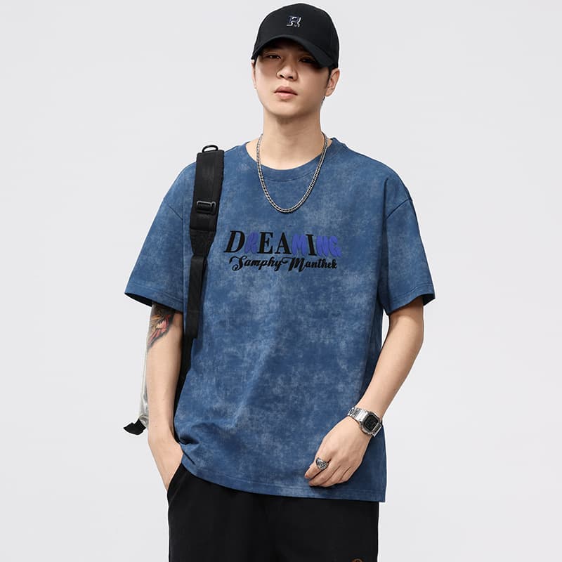 Big Size Men's Summer Sandwashed Heavyweight Vintage T-Shirt, Loose Fit with Strong Texture, Plus Size for Men