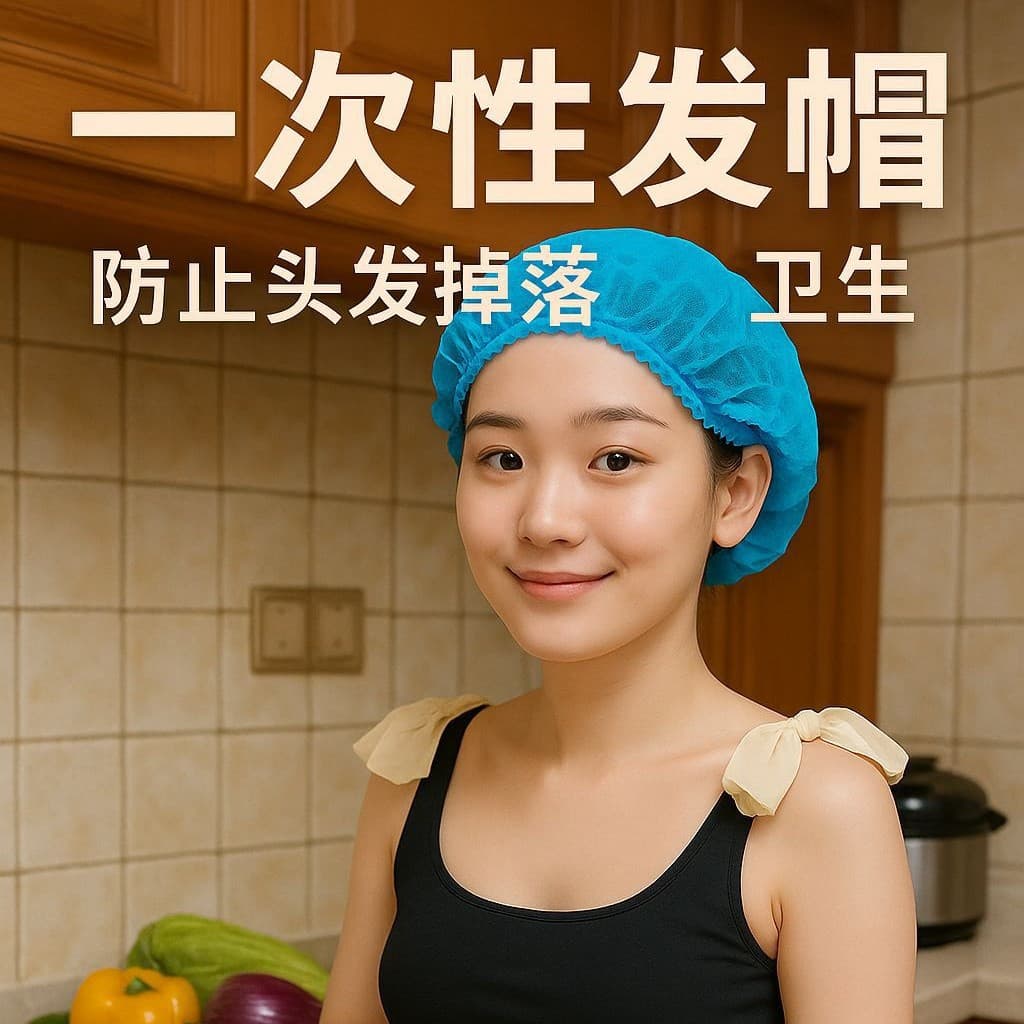 Disposable Kitchen Head Cover, Non-woven Chef Dust-proof Hygienic Food Service Women's Catering Work Net Cap, Breathable