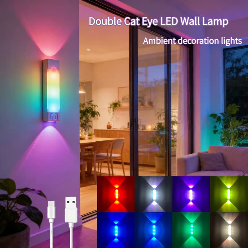 Inductive wireless magnetic RGB strip night light rechargeable kitchen wardrobe night bedroom rechargeable button light