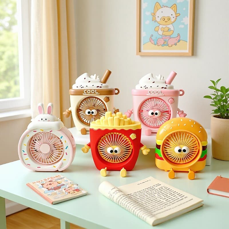 Food Toy Series Cartoon Fan USB Fan Three-Speed Portable Mini Fan Cute Handheld Fan