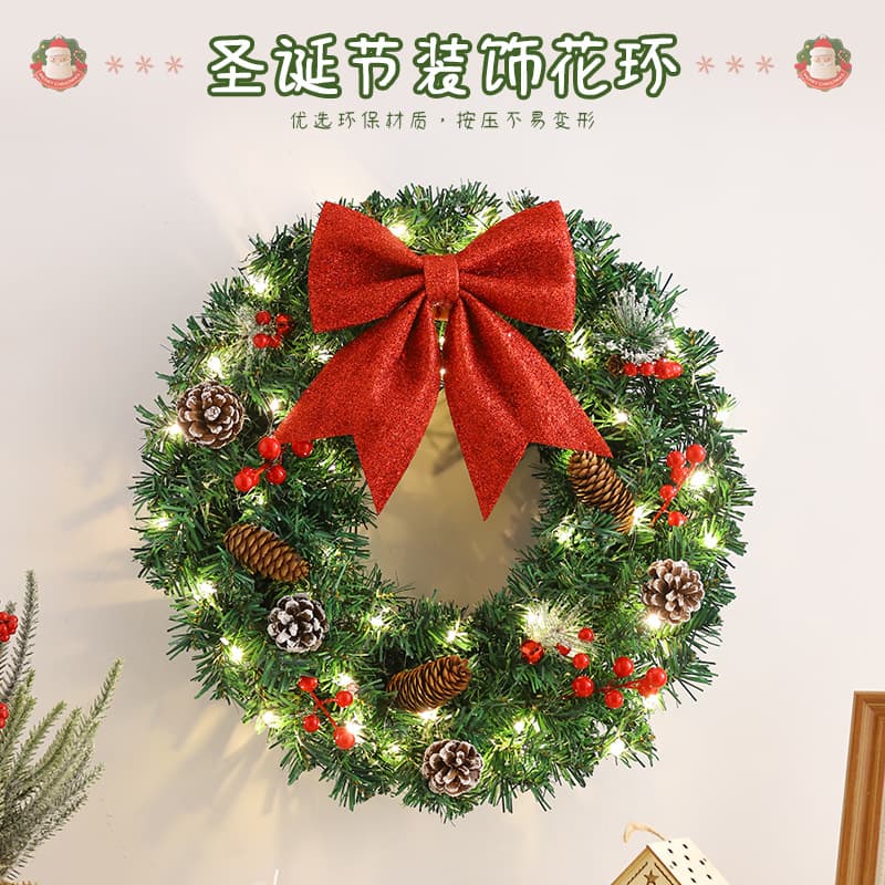 Amazon Bestseller 30/40/50/60cm Vine Christmas Wreath for Door Hanging and Scene Decoration