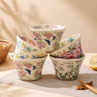 Blossom Ceramic Bowl Set 2026 New Design, Beautiful Underglaze Color Tableware, Housewarming Wedding Gift