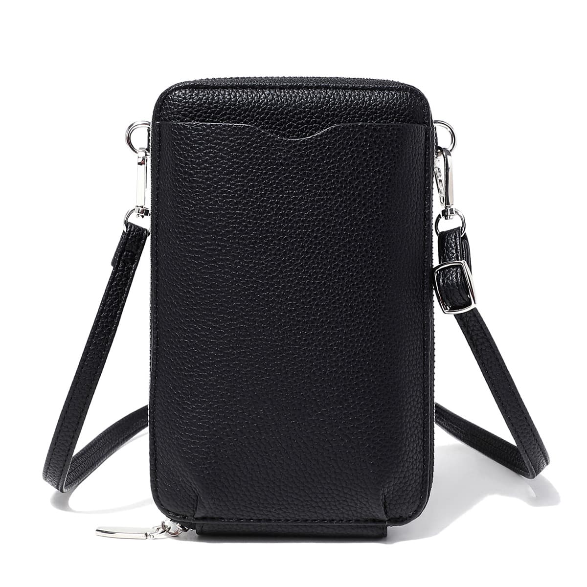 Cross-border new pebble grain vertical zipper phone bag, foreign trade mini large capacity women's single shoulder bag, crossbody bag