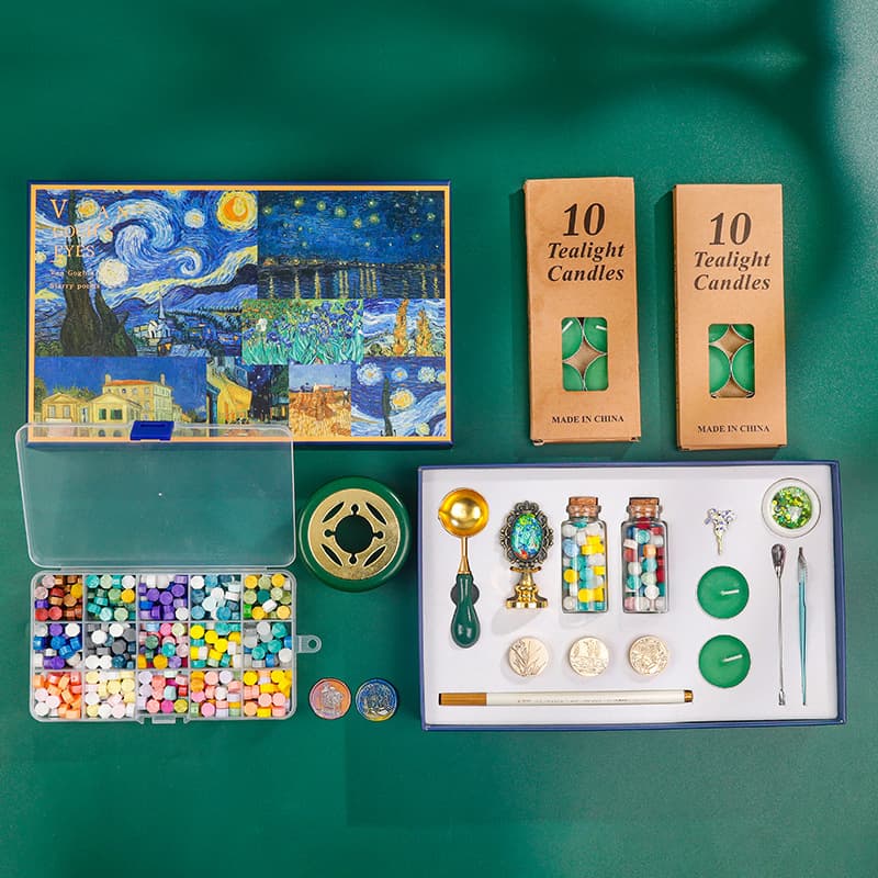 Wax Seal Kit Complete Set Wax Beads Stamp Head Cheap Pad Candle with Melting Pot Set Envelope Sealing for Beginners