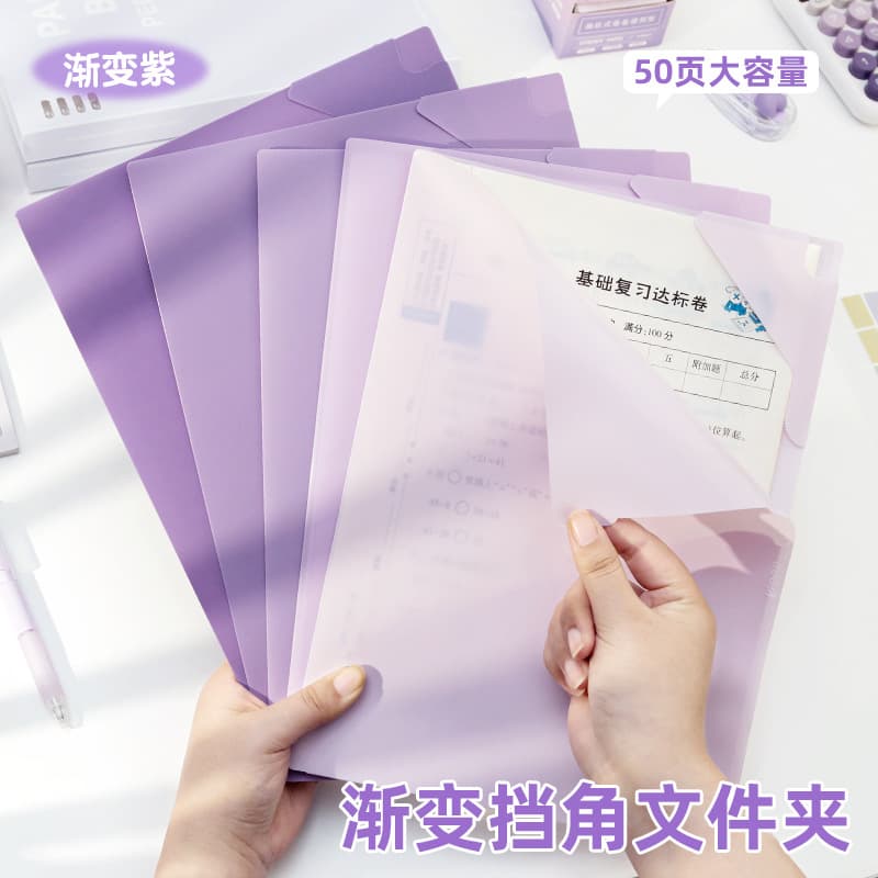 A3/A4 Gradient File Folder for Exam Papers, Transparent Insert Pages, A4 Document Organizer, Test Paper Holder