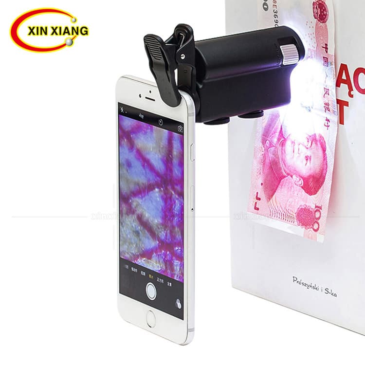 Portable 60-100x Universal Clip-on Mobile Phone High Definition Microscope Led Light Uv Currency Detector Lamp
