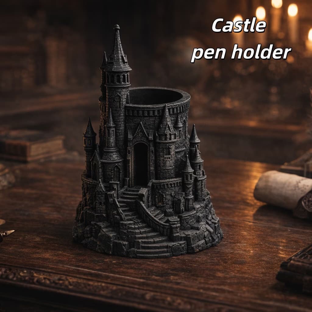 Cross-border Dark Wind Castle Pen Holder Harry Potter Castle 3D Printing Creative Pen Holder Magic Castle