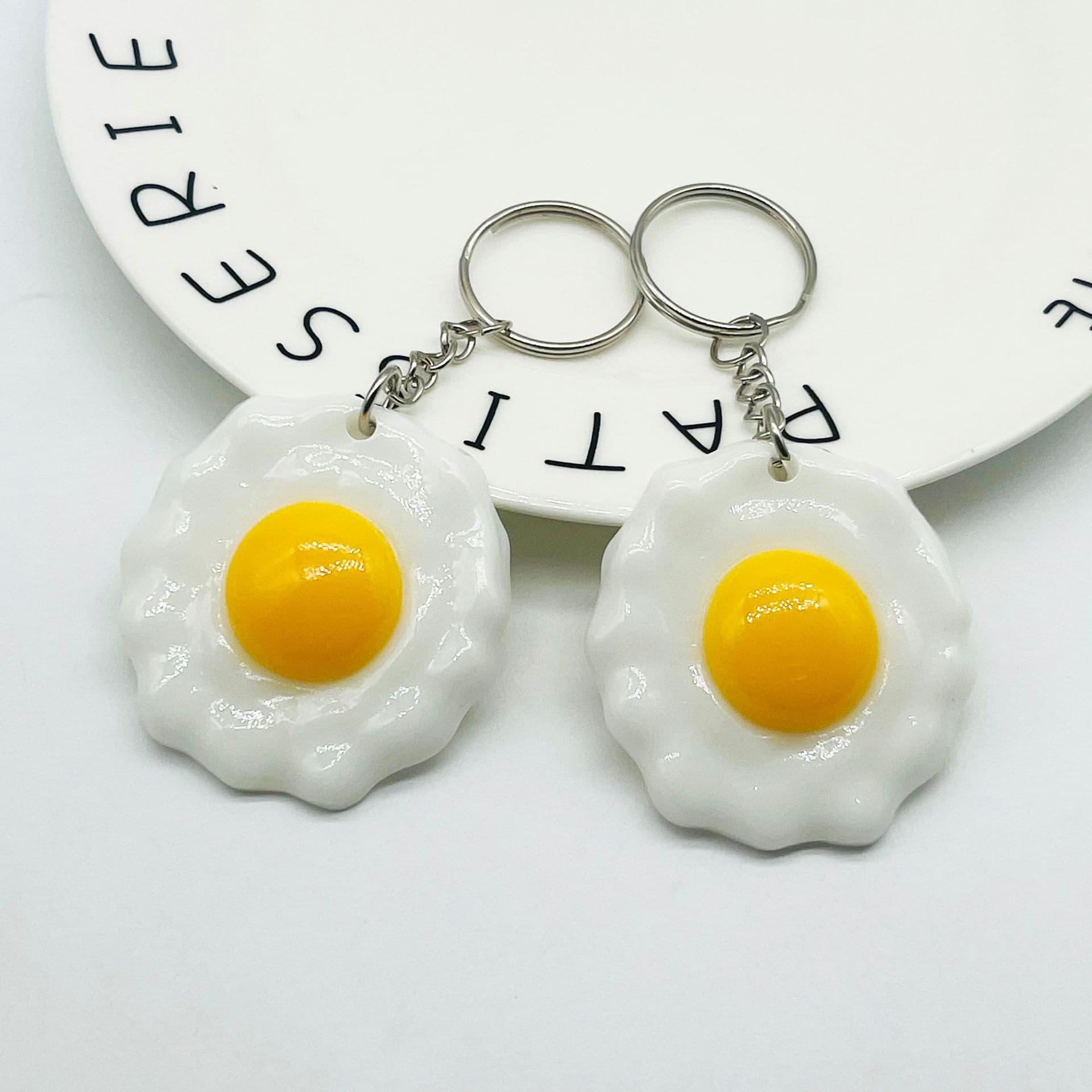 Simulation Egg Keychain Bag Pendant Omelette Creative Food Series Poached Egg Pendant Promotional Gifts In Stock