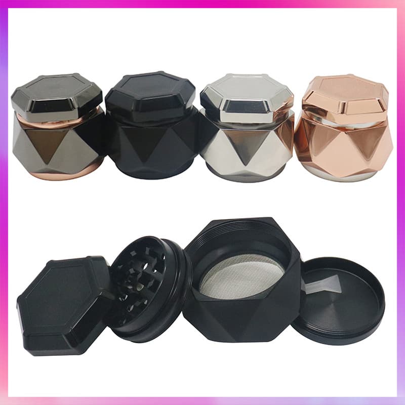 Zinc Alloy 60mm Diamond Tower Tobacco Grinder Square Crusher Smoking Accessory