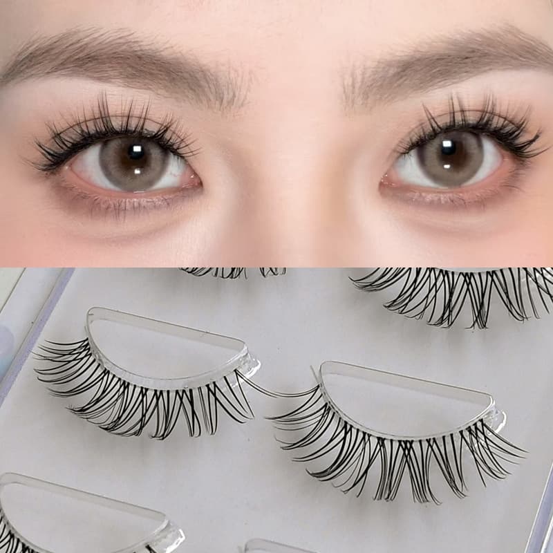 Aimo false eyelashes: natural, realistic, thick, fine, soft, transparent, sunflower, fairy-like, Thai makeup, one-piece, whole strip.