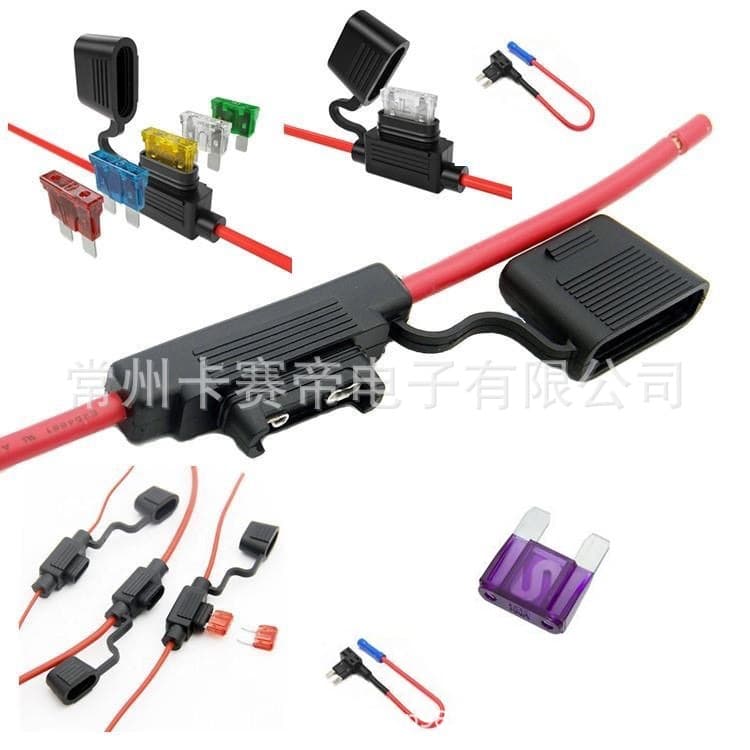 Automotive Waterproof Fuse Box Car Modification Fuse Socket with 30CM Wire, Includes Fuse Blades 1A-50A