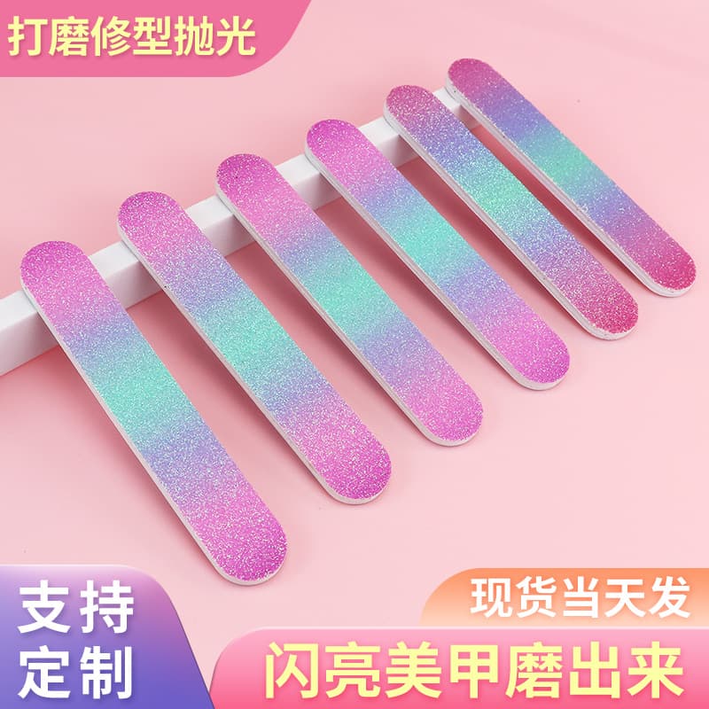 Gradient glitter nail polishing strip mini frosted polished nail file wholesale strips double-sided manicure rubbing strip