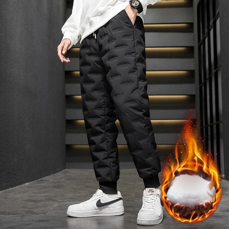 2023 Down Cotton Pants for Men, Autumn/Winter Loose Large Size Outdoor Wear Thick Warm Cold-Proof Outdoor Casual Cuffed Long Pants