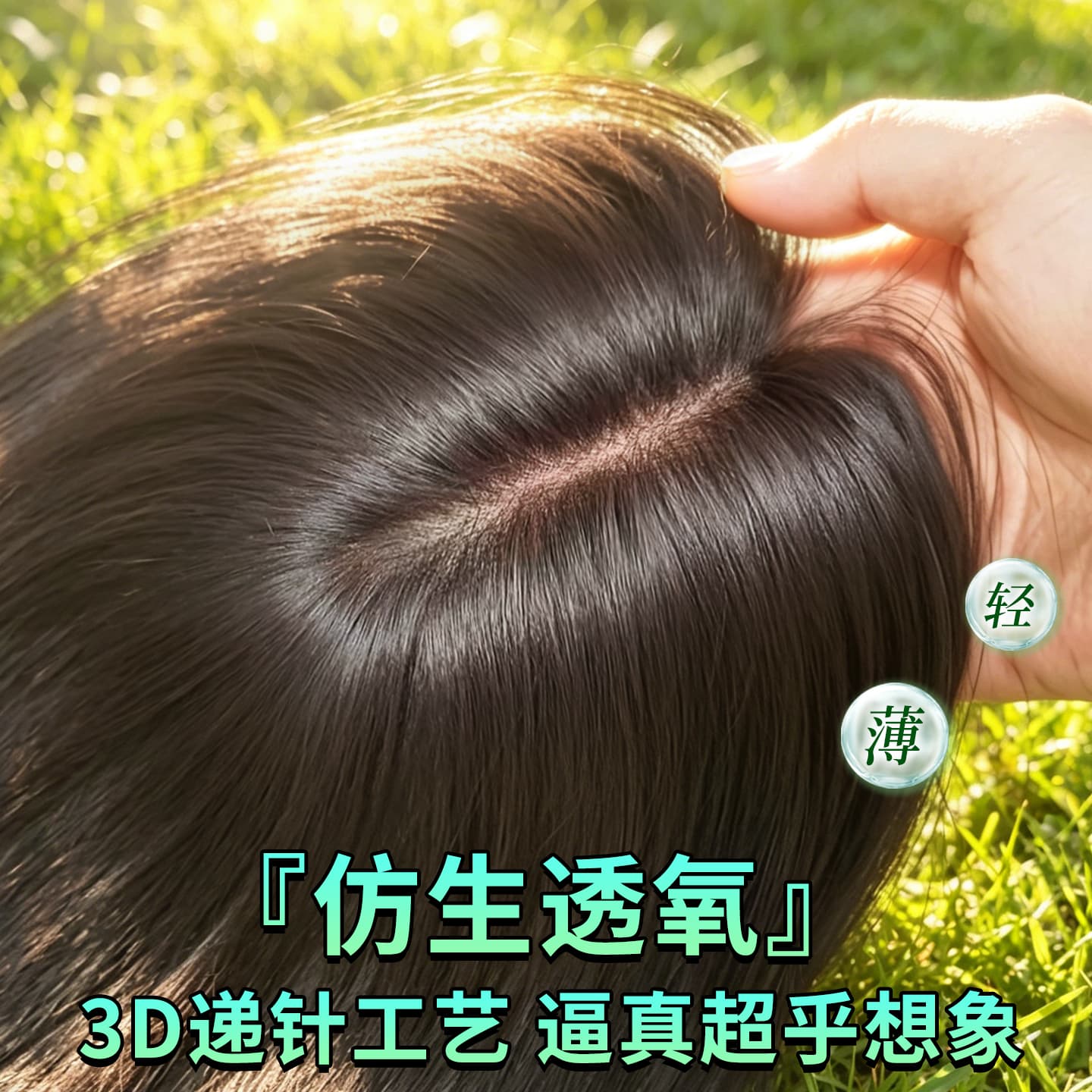 Seamless Hair Topper for Women, High Crown Real Hair Topper, One-Piece Volume Boost, Covers Gray Hair, Bangs Hairpiece