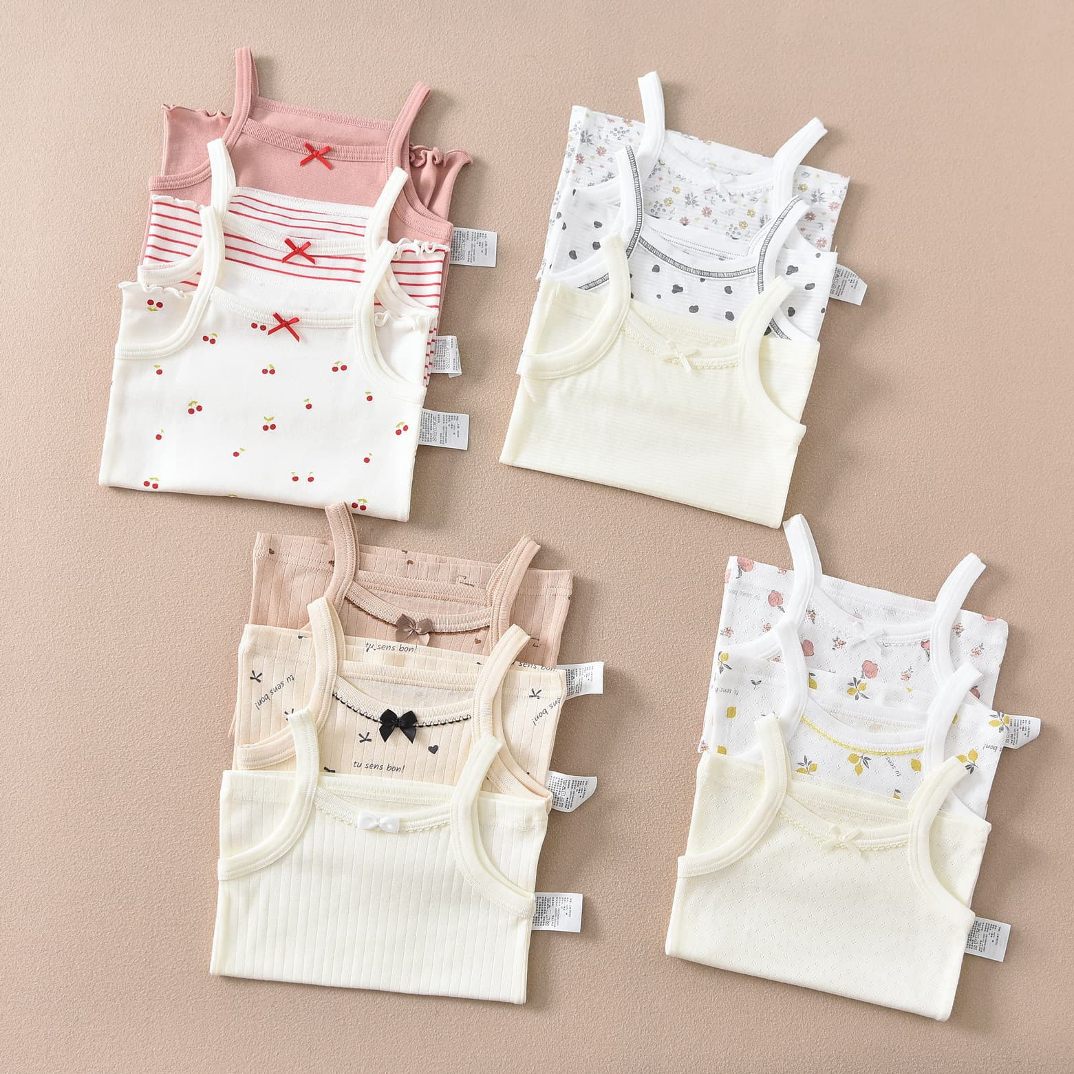 Japanese summer thin girls' camisole medium and large children's tops pure cotton type A baby vest bottoming shirt