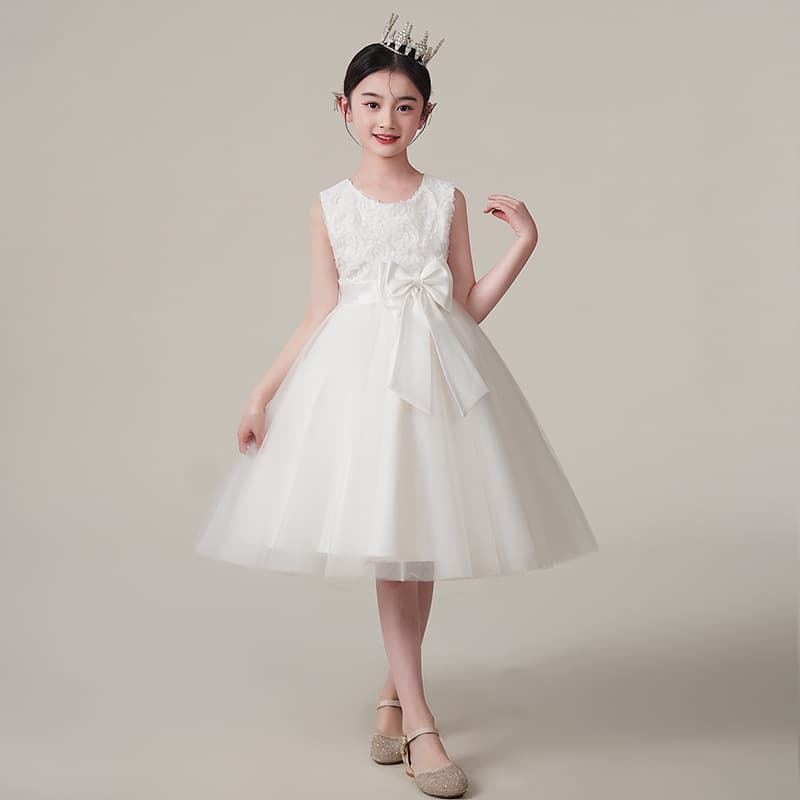 Girls Summer Dress New Fashion Flower Girl Host Piano Performance Costume Kids Princess Gown