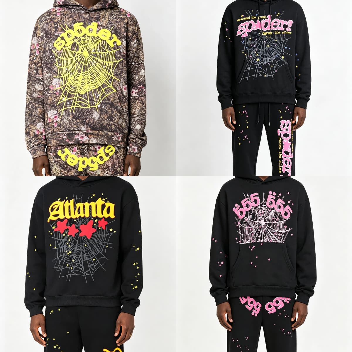 Cross-border high-quality Sp5der hoodie original spider casual set unisex loose hoodie and tapered pants