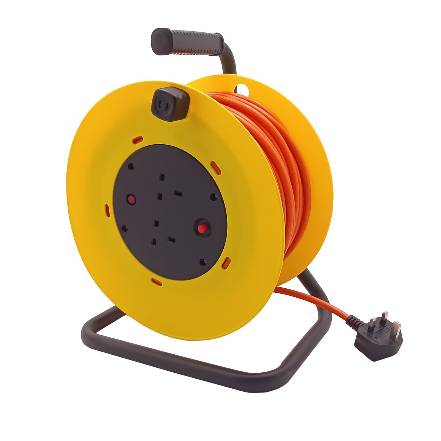 Direct Sales: ZhengBang British-style Industrial Cable Reel, 13A Plug Socket, 25/50m