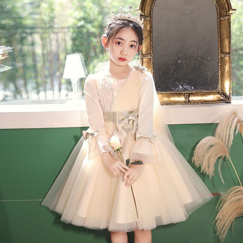 Girls' Dress 2025 New Spring Autumn Fashionable Children's Princess Dress Little Girl Tulle Dress Flower Girl Gown