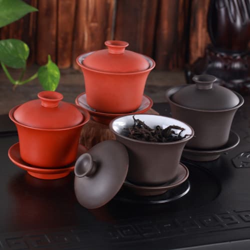 Wholesale Authentic Yixing Zisha Kung Fu Tea Set Sancai Bowl 160ml Teapot Tea Cup Zhu Ni Ceramic Gaiwan