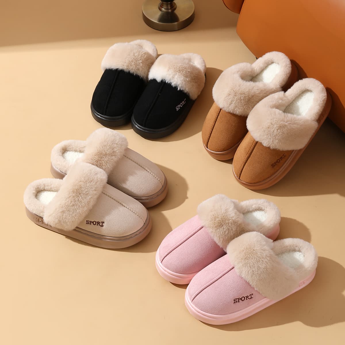 Cross-border autumn and winter warm and comfortable cotton slippers for women, thick-soled non-slip cotton slippers for home indoor and outdoor wear for men wholesale