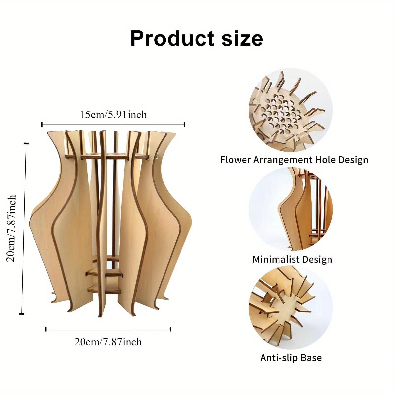 Wooden Puzzle Flower Vase Bouquet Home Decor Cross-Border New Arrival