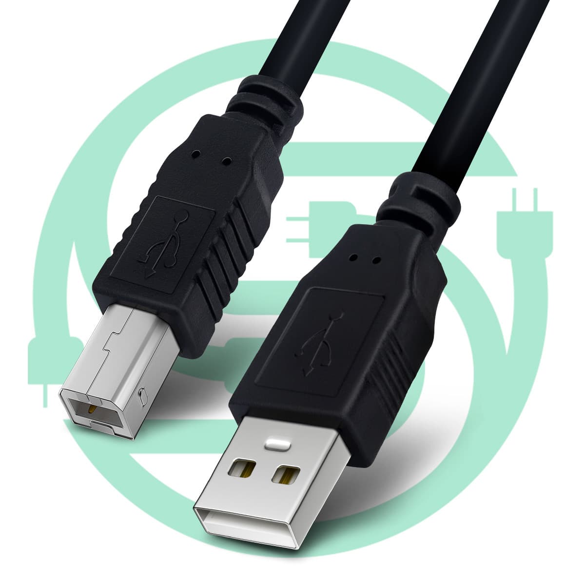 1.5m USB Cable Factory USB Printer Cable USB 2.0 Computer Data Cable Black Full Copper Core High-Speed Transmission