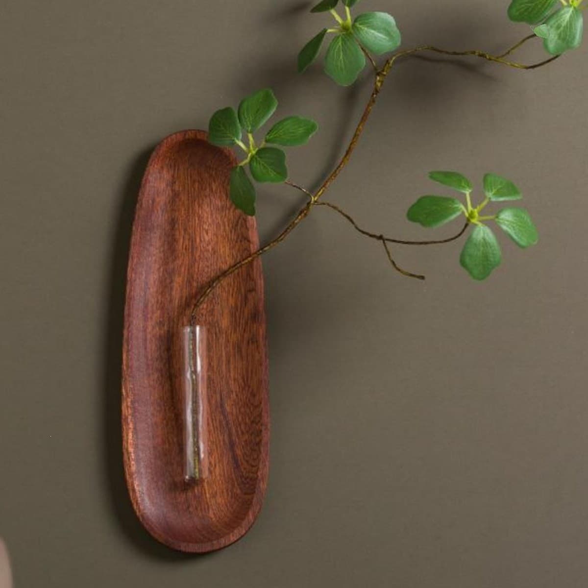 ✅ Chinese-style solid wood floral wall-mounted hydroponic vase decorative wooden tray hanging piece Zen-style guesthouse wall decor
