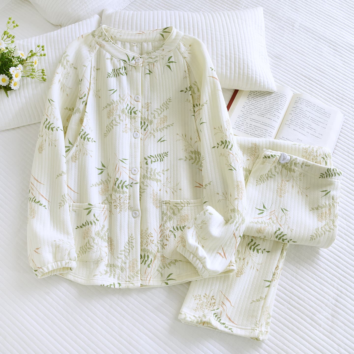 Air Cotton Maternity Pajamas for Autumn and Winter, Postpartum Pure Cotton Sweat-Absorbing Nursing Sleepwear for October and November