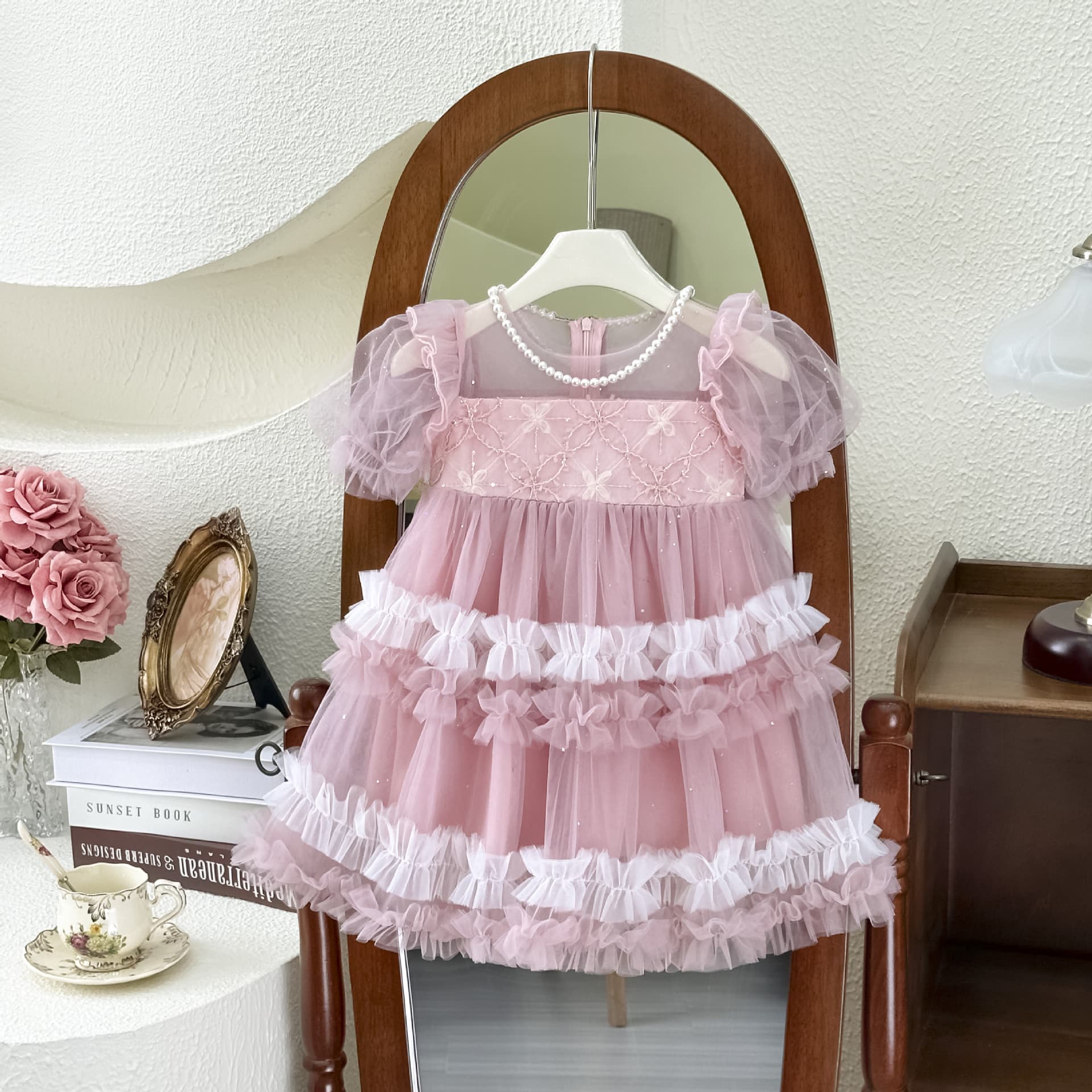 Girls Dress 2025 Summer New Fashion Princess Dress Baby Cake Skirt Trendy