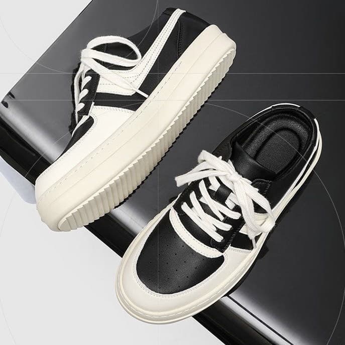 Luxury Edition~Thick Sole Low-Top High-Street Fashion Sneakers Casual Skate Shoes for Men, Designer Patchwork White Sneakers