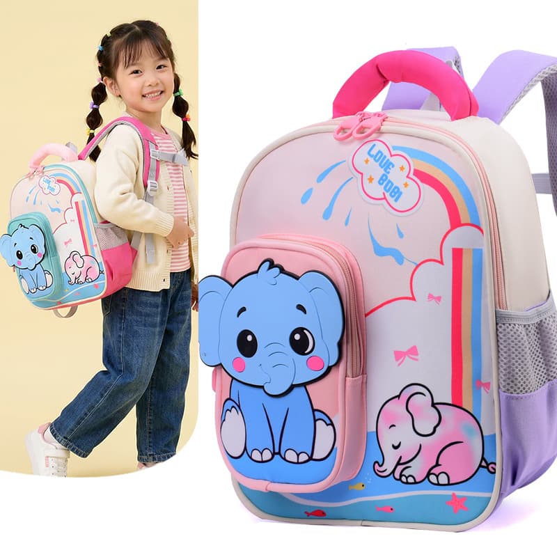 Kindergarten School Bag New Style Cartoon Elephant Children's Preschool Backpack Breathable Backpack for Boys and Girls Aged 3 and 5 Years Old