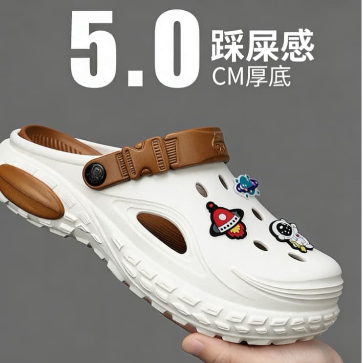 Cross-Border Large Size Crocs Men Amazon Cloud-Like Thick Sole Outdoor Non-Slip Sandals Summer Closed-Toe Slippers 47 48